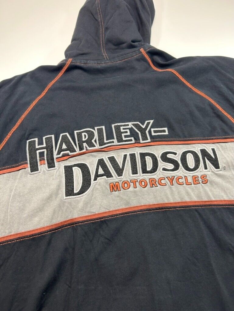 Harley Davidson Embroidered Spellout Logo Full Zip Hooded Sweatshirt Size 3XL