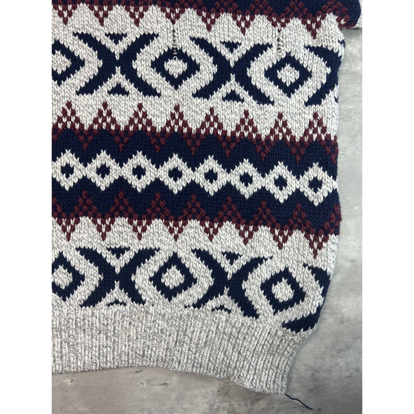 Vintage 80s Authentic Issue Geometric Striped Pullover Knit Sweater Size XL