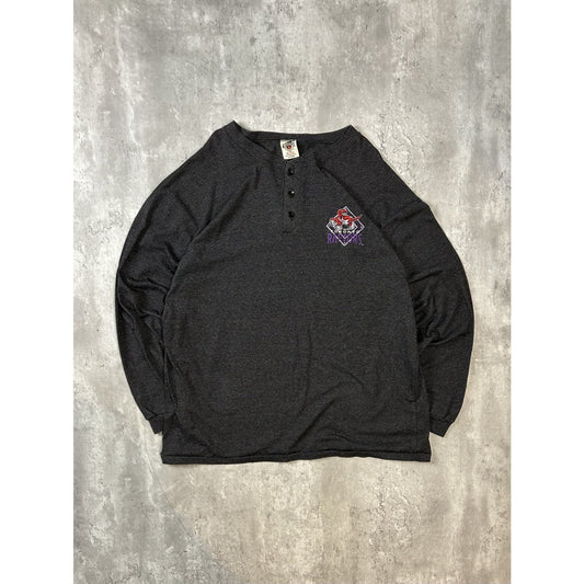 Vintage 90s Toronto Raptors NBA Embroidered 1/4 Button Long Sleeve T-Shirt Sz XL