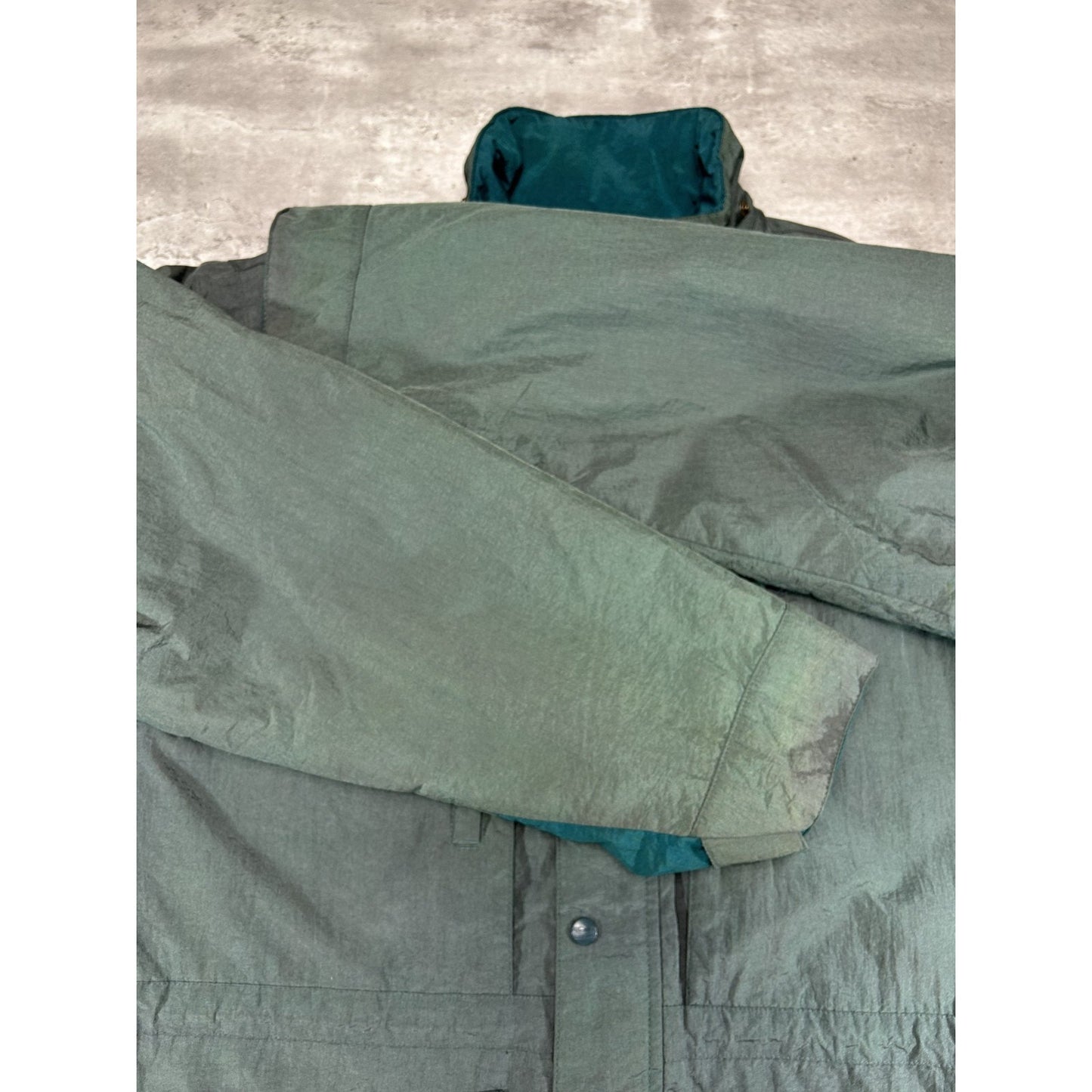 Vintage 80s/90s L.L. Bean Blanket Lined Nylon Long Jacket Size LT Green