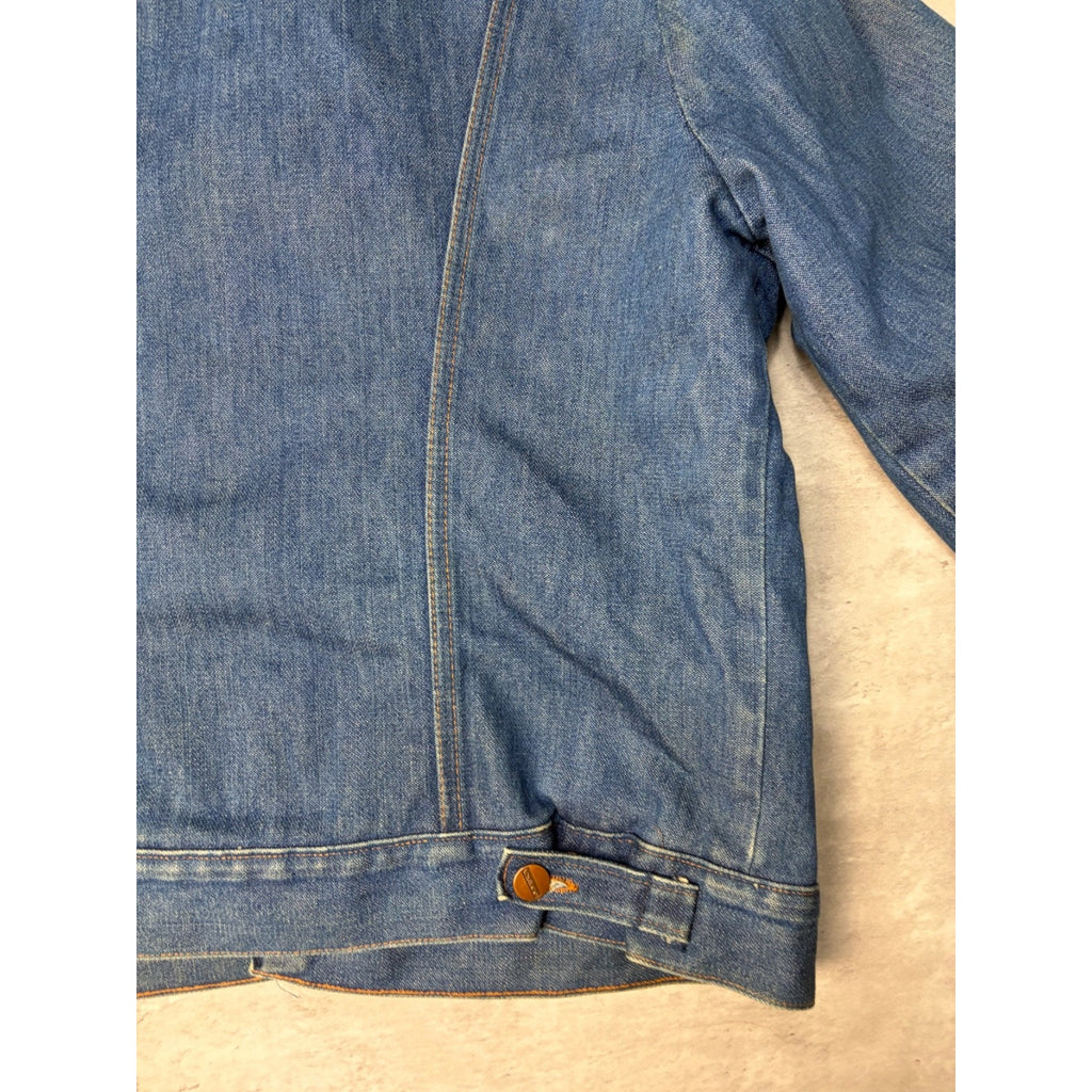 VTG 1970s Maverick Wrangler Blanket Lined Medium Wash Denim Jacket Size Large