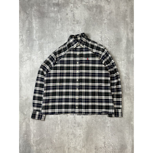 Vintage Polo Ralph Lauren Plaid Reworked Cropped Button Up Shirt Size Large