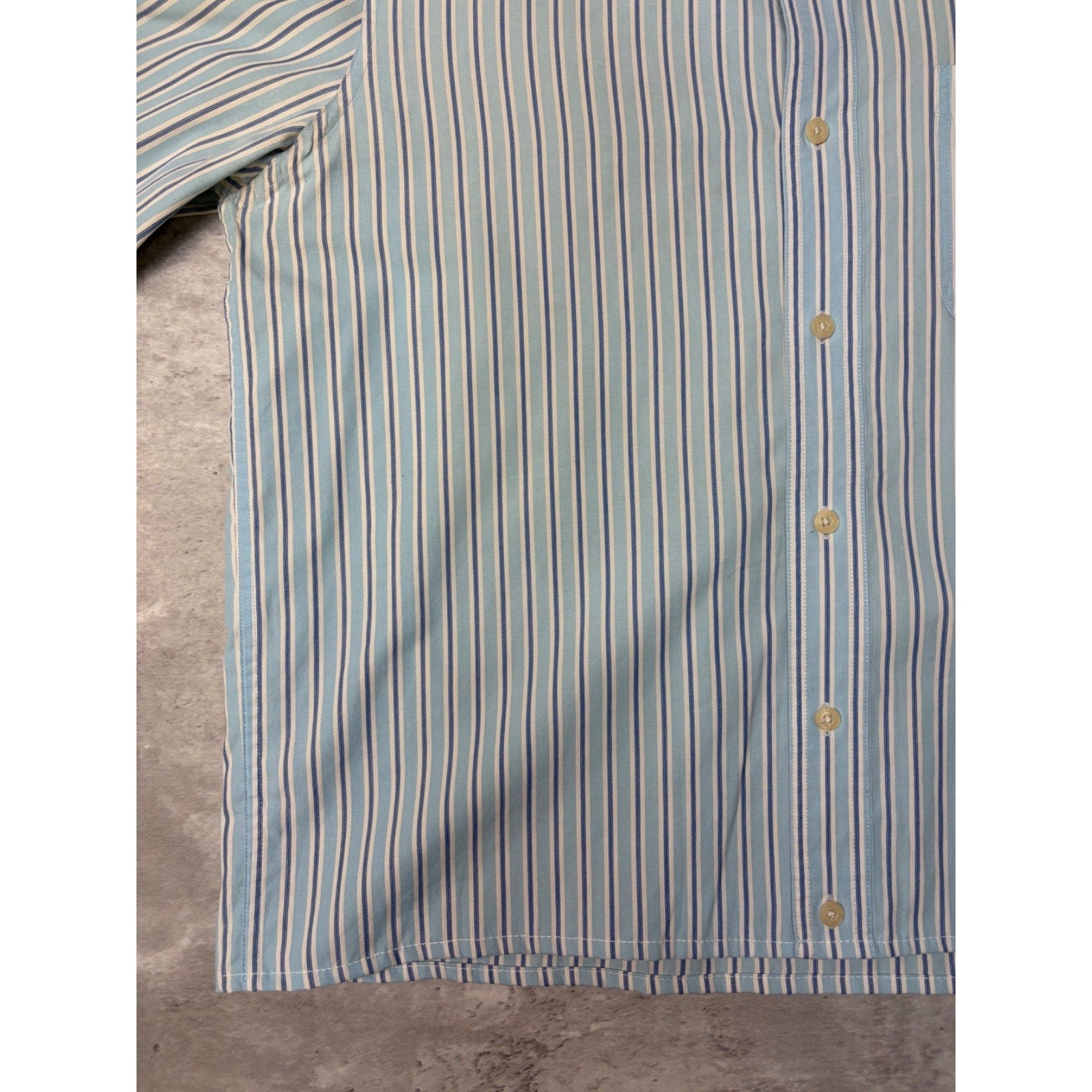 Vintage Chaps Single Pocket Striped Cropped Button Up Shirt Size Medium