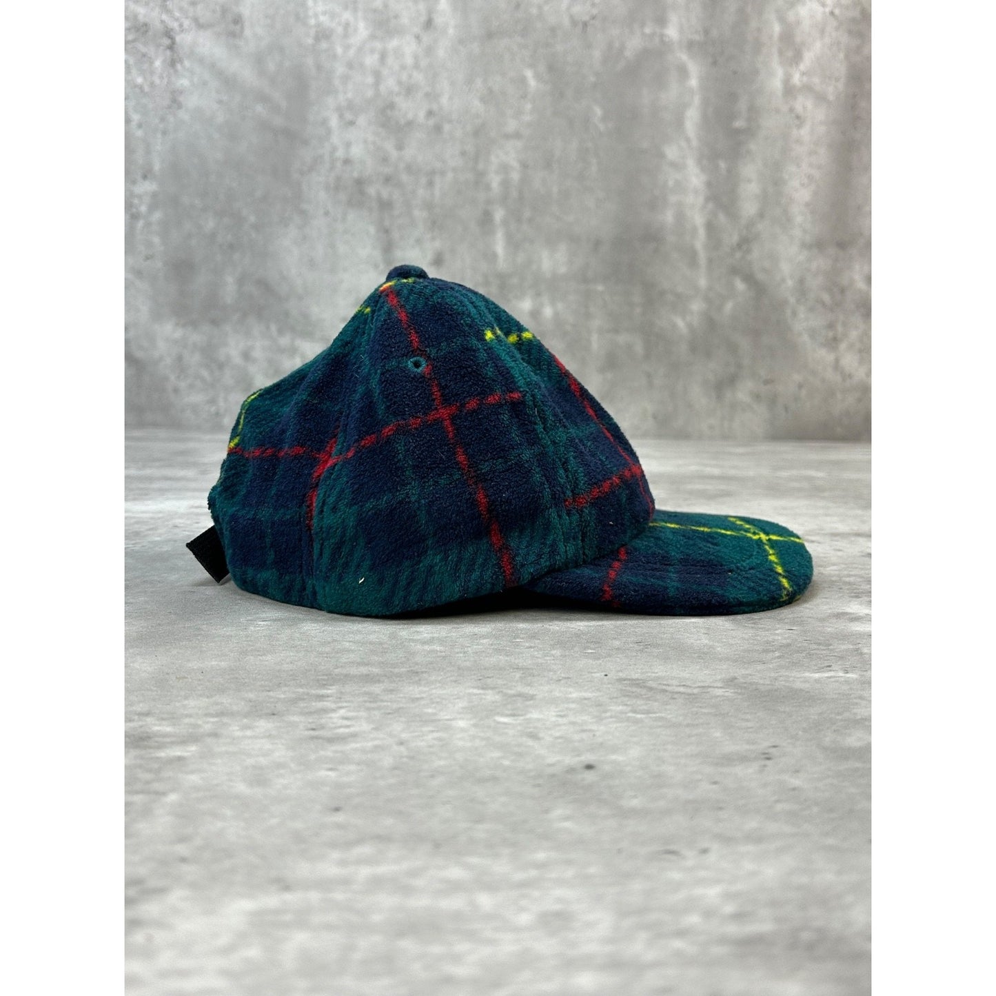 Vintage Plaid Print Fleece Strapback Hat OSFA