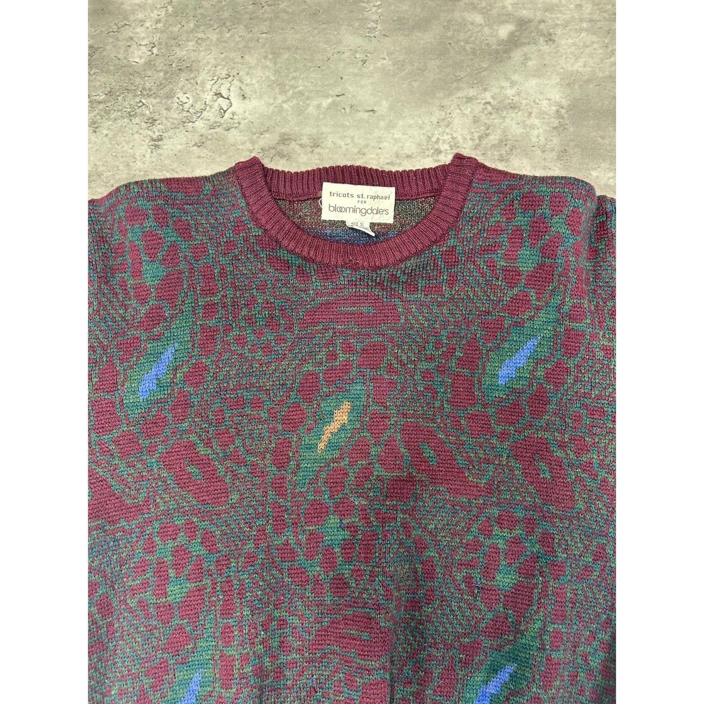 Vintage 90s St Michaels Paisley Print Pullover Knit Sweater Size Small