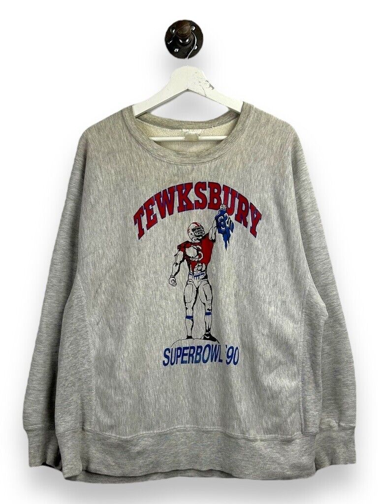 Vintage 1990 Tewksbury Football Superbowl Graphic Sweatshirt Size XL