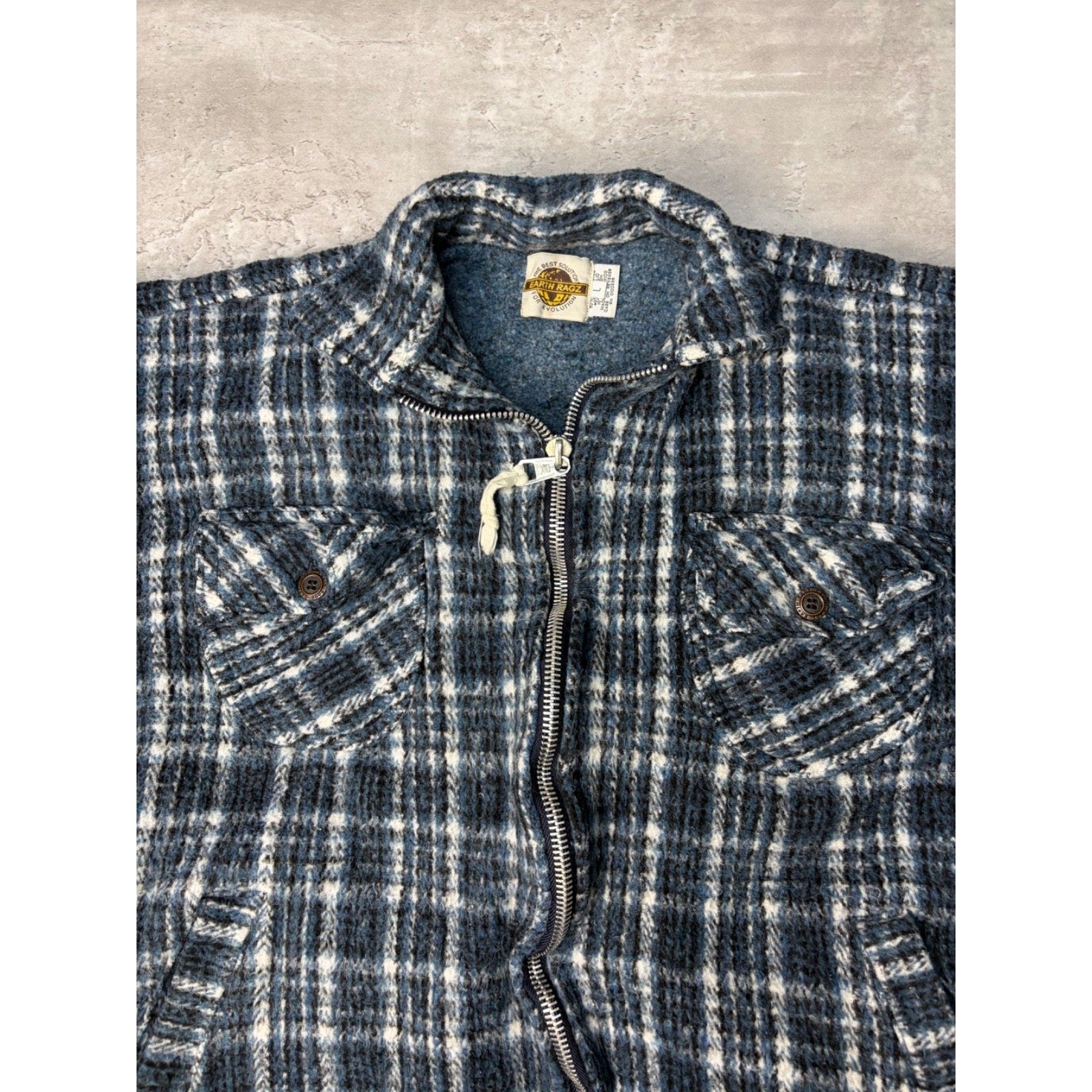 Vintage Earth Ragz Plaid Heavyweight Full Zip Jacket Size Large