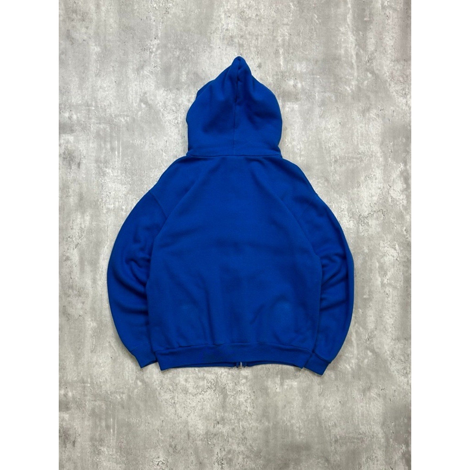 Vintage 80s Hanes Black Full Zip Blue Hooded Sweatshirt Size Large