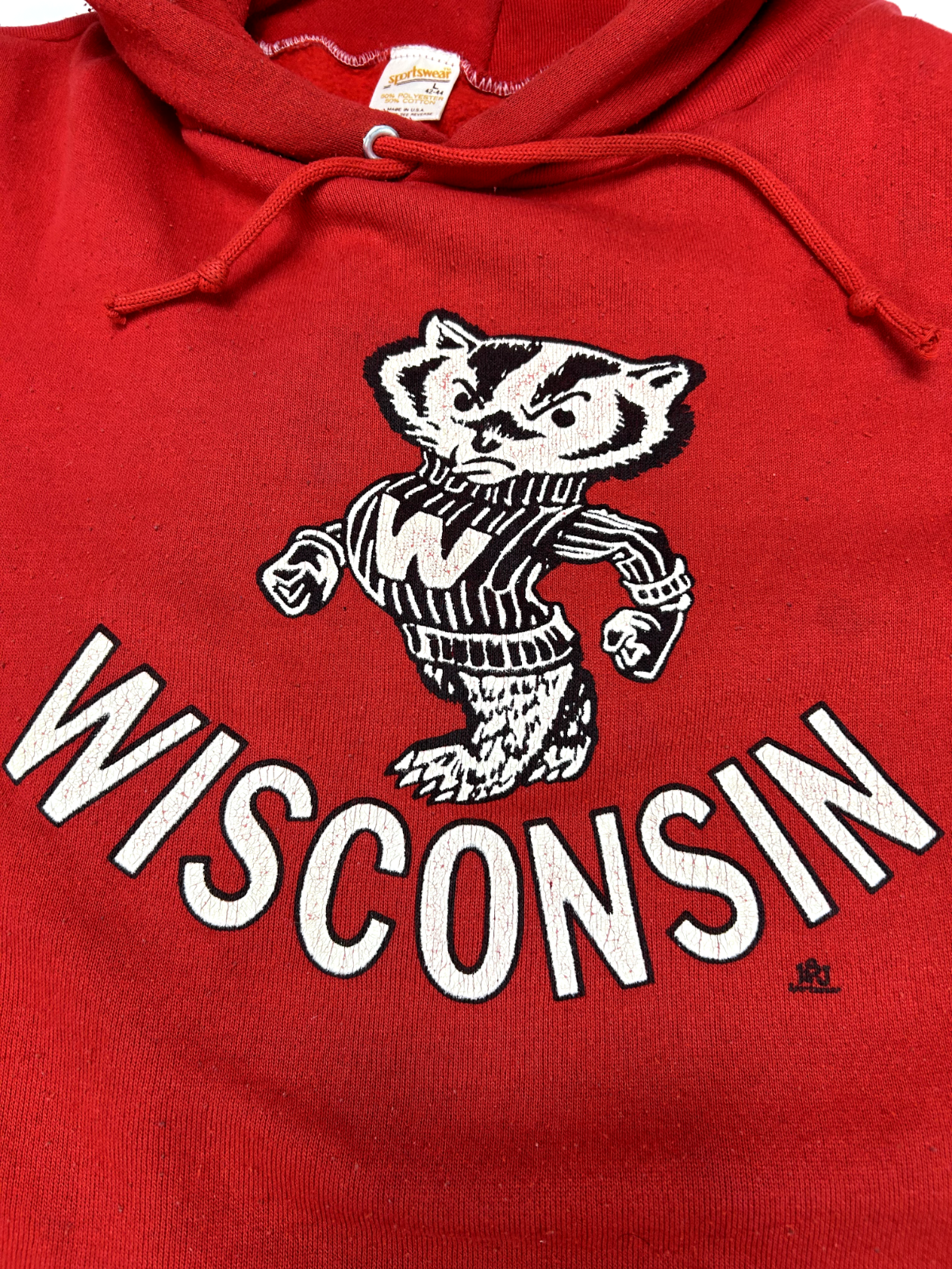 Vintage 80s Wisconsin Badgers NCAA Collegiate Mascot Graphic Sweatshirt Sz Large