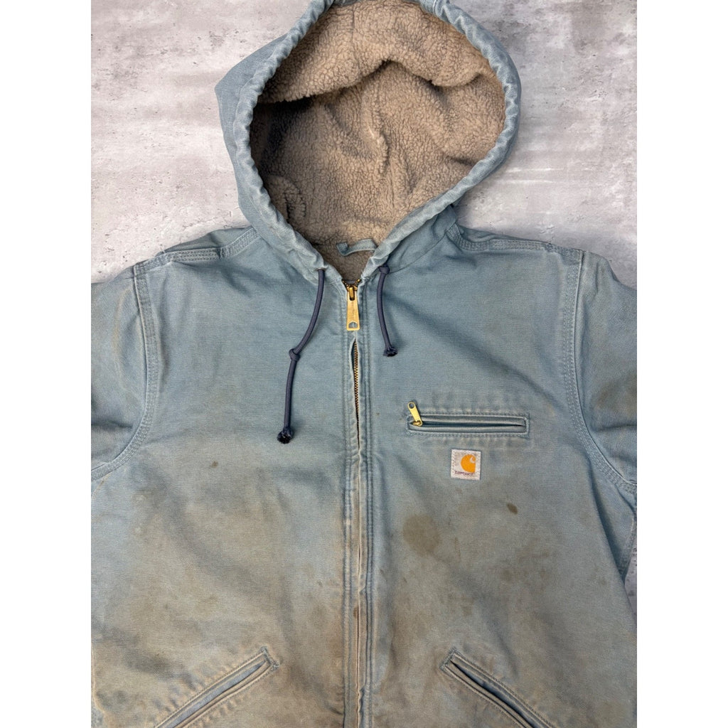 Vintage Womens Carhartt Sherpa Lined Full Zip Hooded Detroit Jacket Size Medium