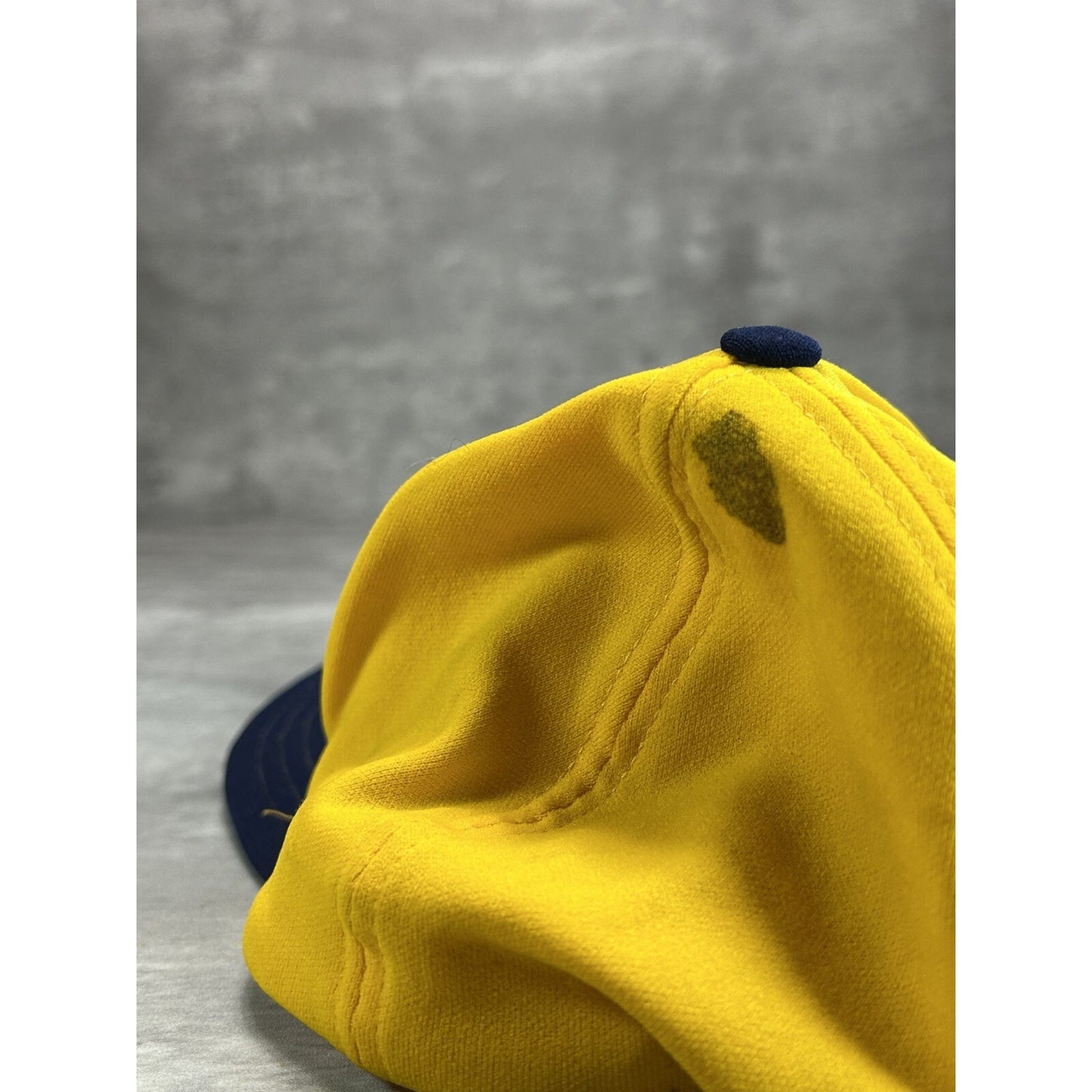 Vintage 1980s Embroidered S Two Tone Snapback Hat OSFA Yellow/Navy Blue