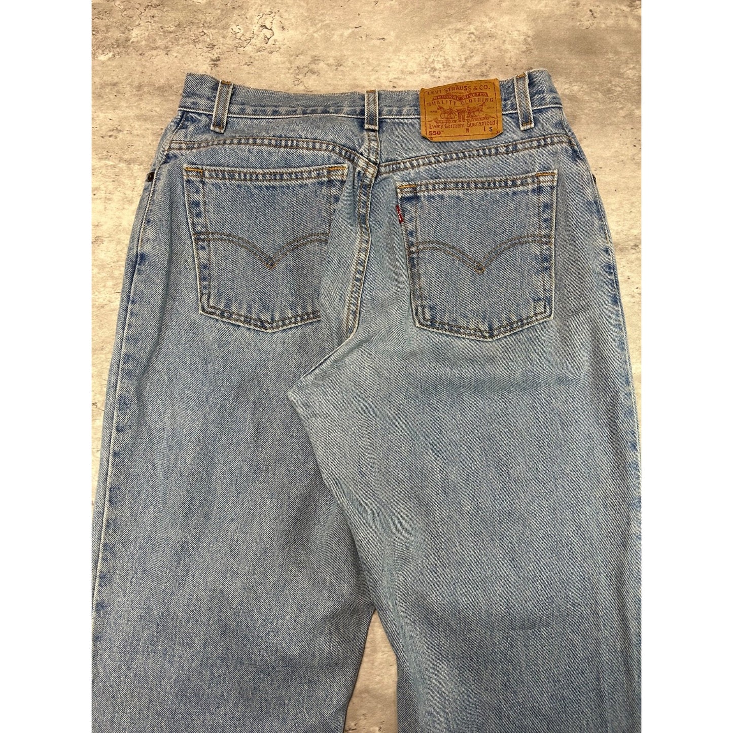 Vintage 90s Women's Levis 550 Red Tab Light Wash Denim Pants Size 31 Blue