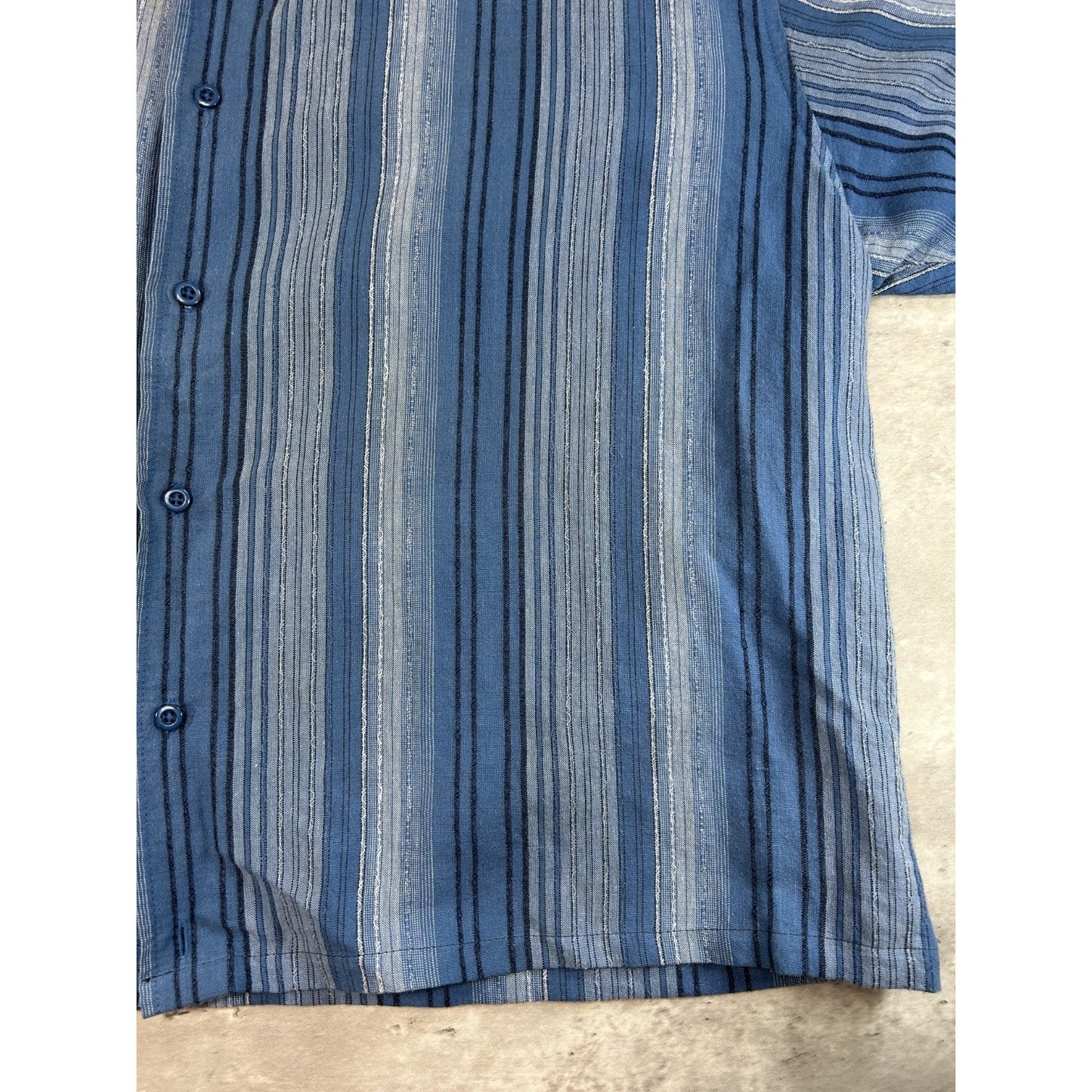 Cafe Luna Striped Print Short Sleeve Reworked Cropped Button Up Shirt Size XL