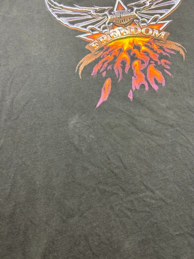 Vintage 90s Harley Davidson Freedom Flame Graphic T-Shirt Size 3XL Black