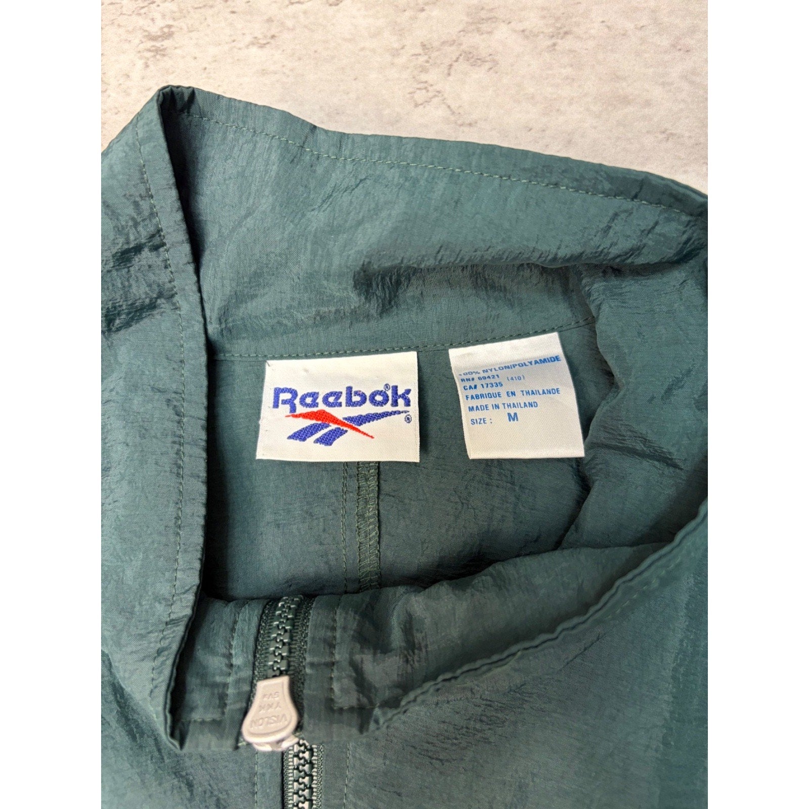 Vintage 90s Reebok Embroidered Logo Nylon Windbreaker Jacket Size Medium