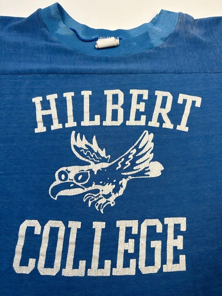 Vintage 80s Hilbert College Spell Out Collegiate Football Jersey Size Large
