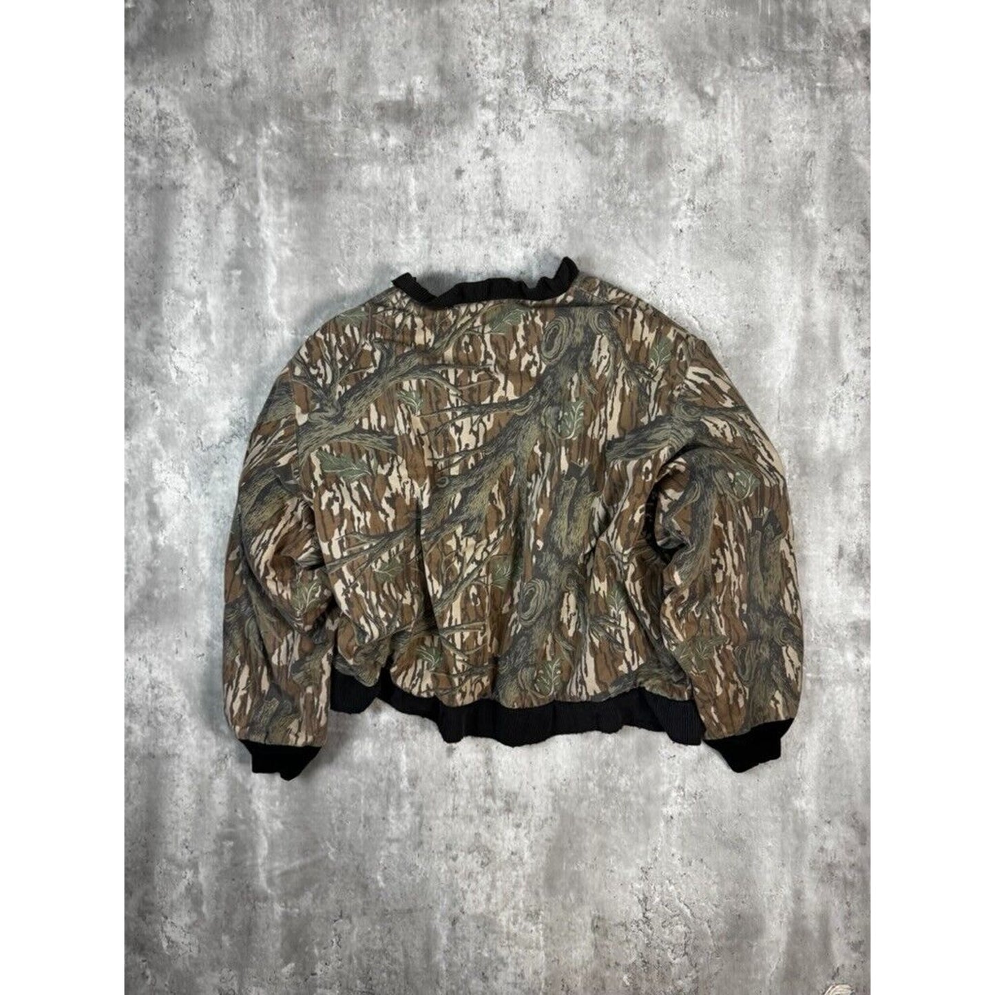 Vintage 90s Mossy Oak Tree Camo Hunting Bomber Jacket Size XL