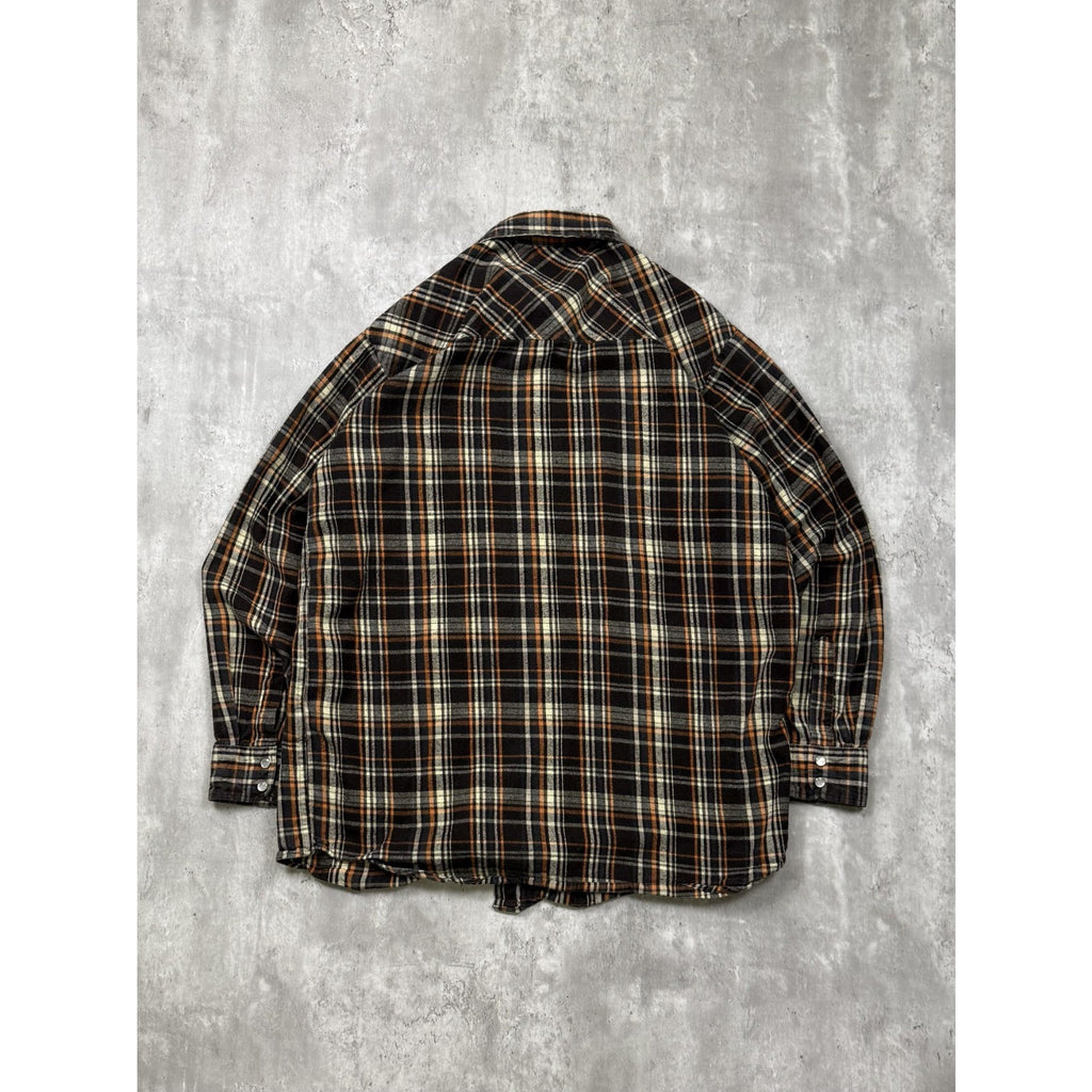 Vintage Dickies Plaid Pearl Snap Long Sleeve Flannel Button Up Shirt Size XLT