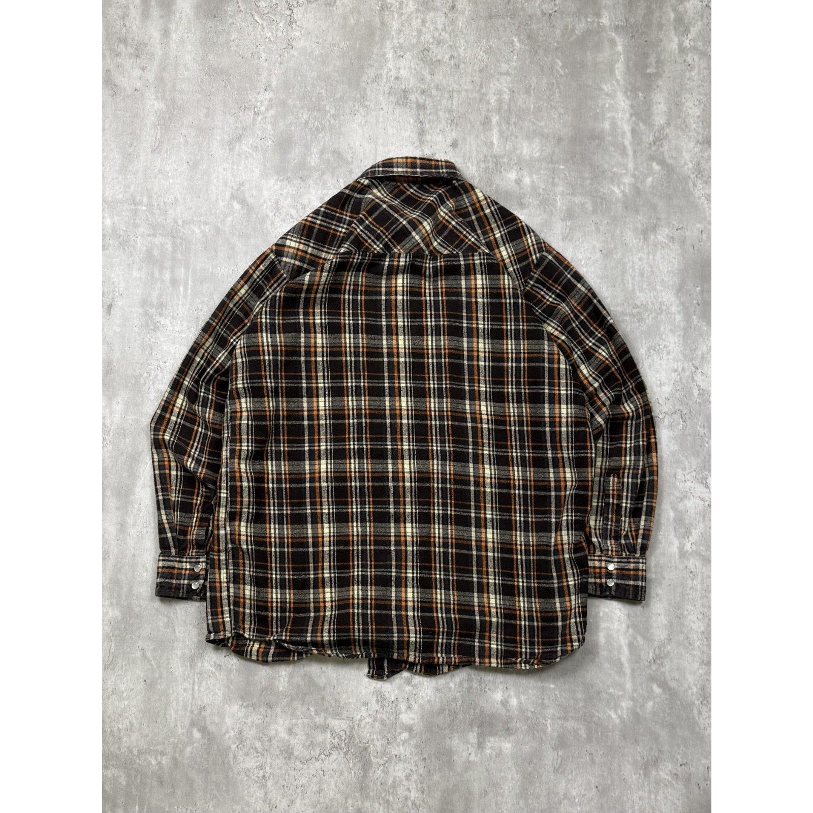 Vintage Dickies Plaid Pearl Snap Long Sleeve Flannel Button Up Shirt Size XLT