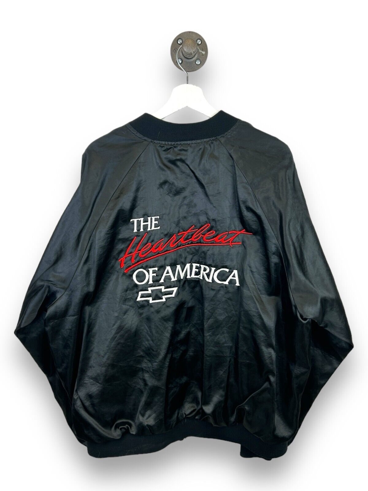 Vintage 80s/90s Chevrolet The Heartbeat Of America Satin Bomber Jacket Size 2XL