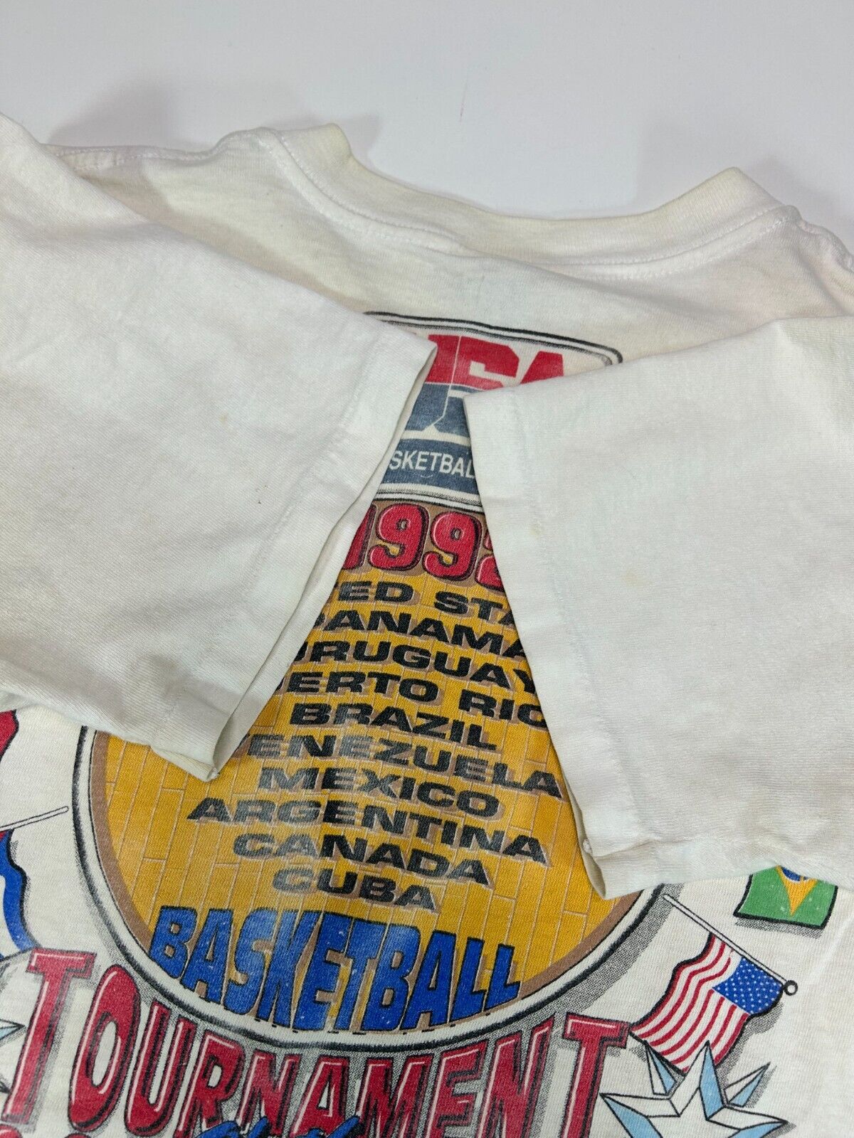 Vintage 1991 Team USA Caricature Graphic Basketball T-Shirt Size Medium