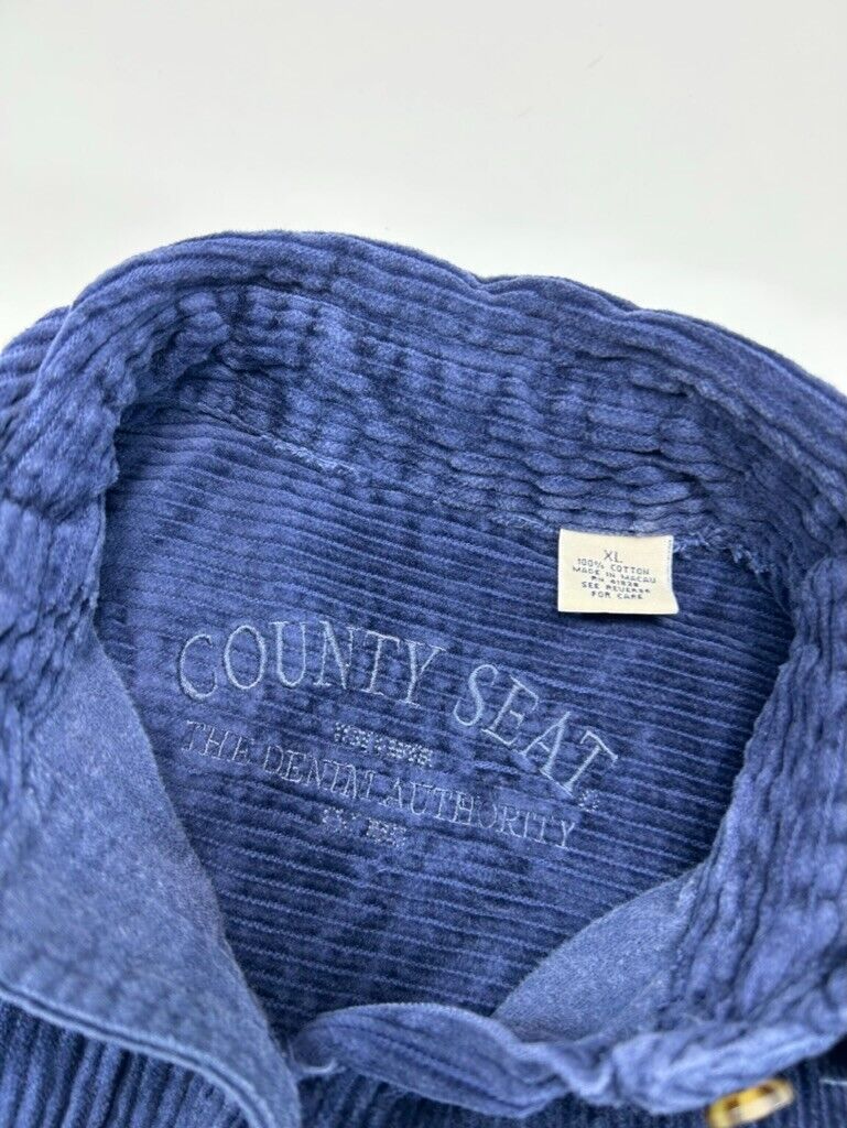 L.L. Bean Corduroy Double Pocket Long Sleeve Button Up Shirt Size XL Blue