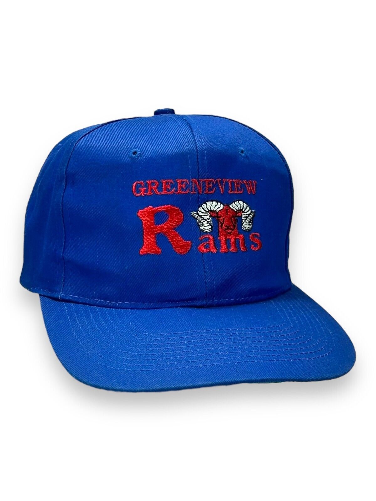 Vintage 90s Greenview Rams Embroidered Spellout Snapback Hat OSFA