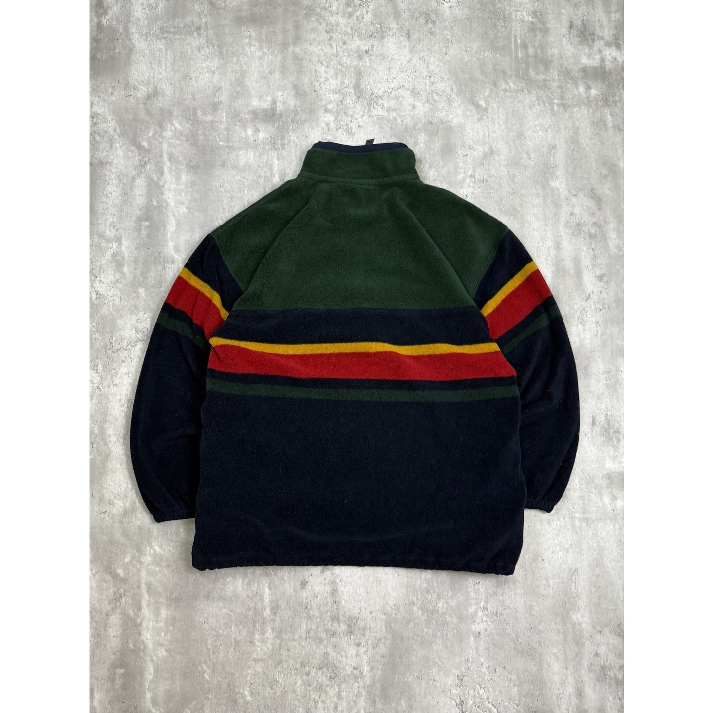 Vintage Trader Bay Striped 3/4 Zip Fleece Sweatshirt Size Large