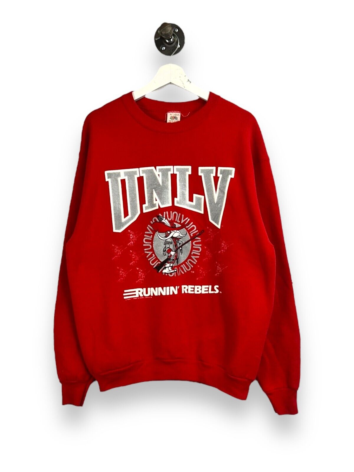 Vintage 90s UNLV Running Rebels NCAA Collegiate Spell Out Sweatshirt Size XL Red