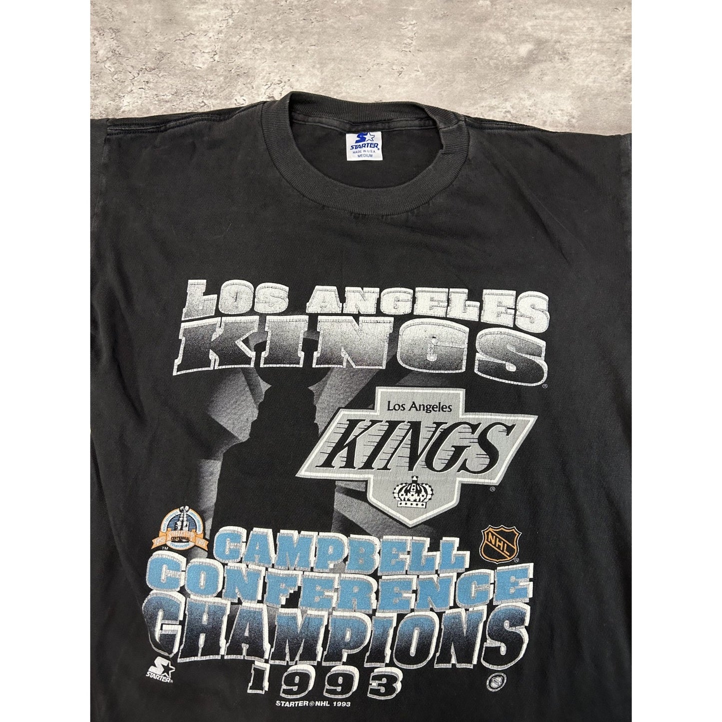 Vintage 1993 LA Kings NHL Campbell Conference Champs Starter T-Shirt Size Medium