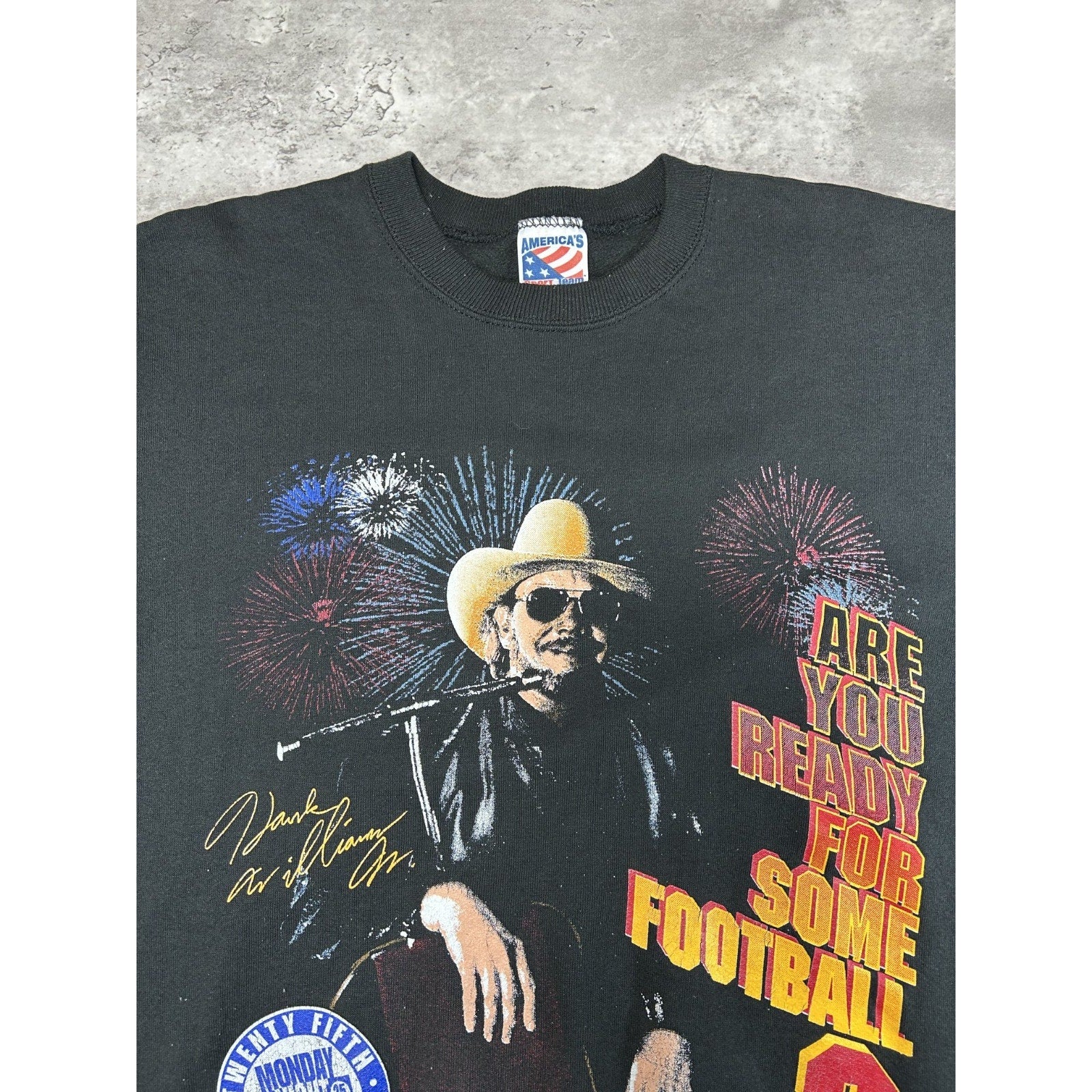 Vintage 90s Hank Williams Jr NFL Monday Night Football Sweatshirt Size Large