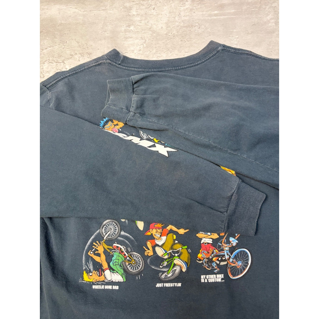 Vintage 2001 BMX Character Roster Graphic Long Sleeve T-Shirt Size XL YOUTH