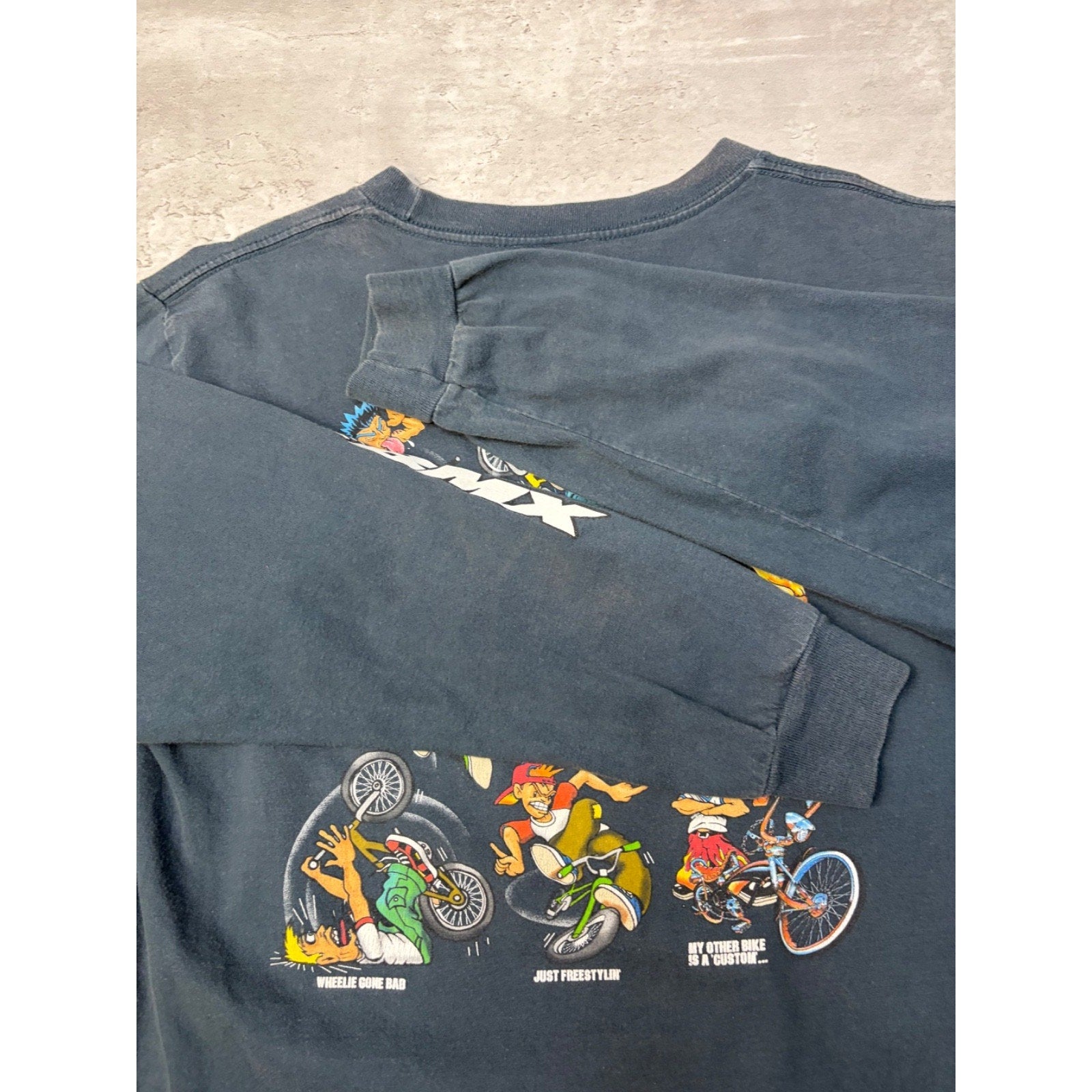 Vintage 2001 BMX Character Roster Graphic Long Sleeve T-Shirt Size XL YOUTH