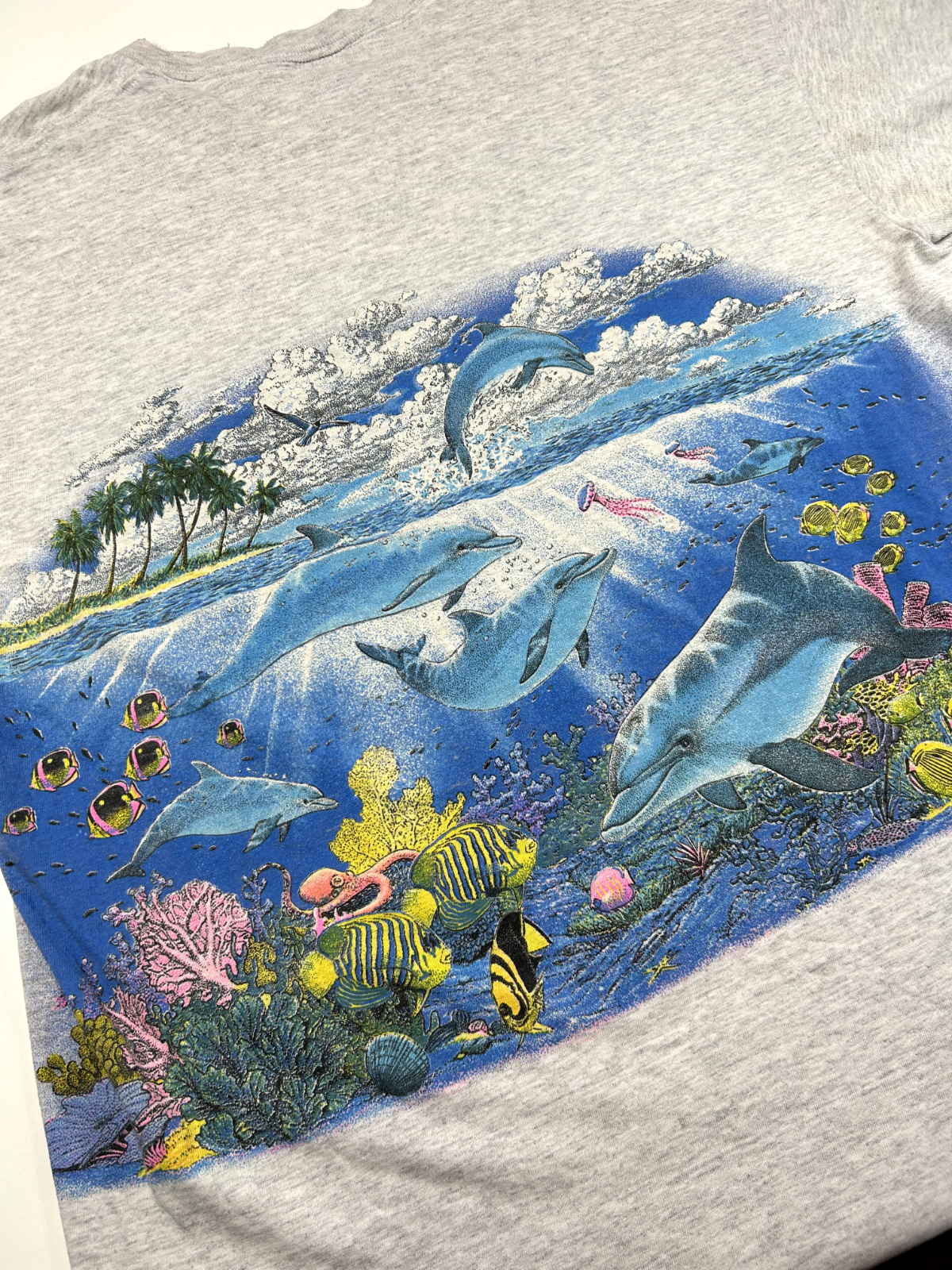 Vintage 90s Blioxi Beach Mississippi Ocean Wraparound Print T-Shirt Size Large