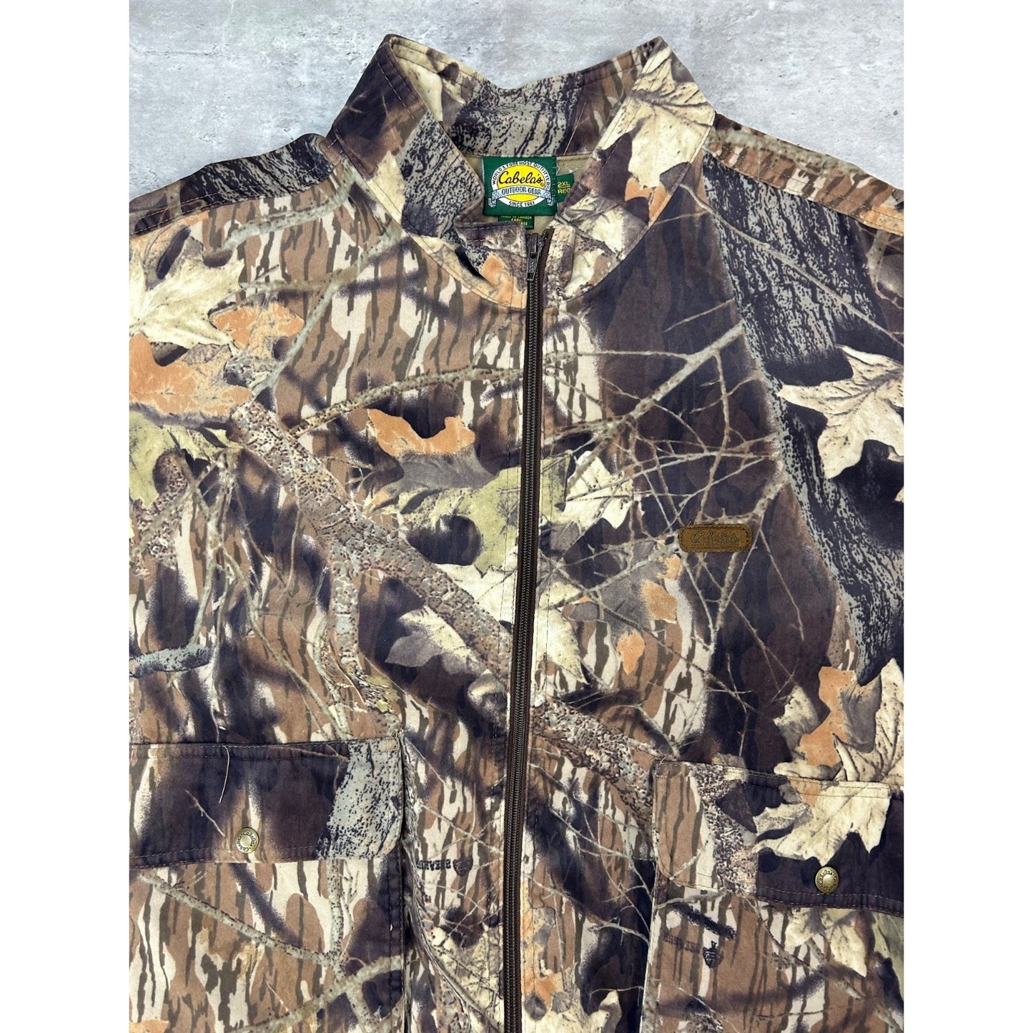 Vintage Cabelas Mossy Oak Break Up Full Zip Bomber Jacket Size 2XL