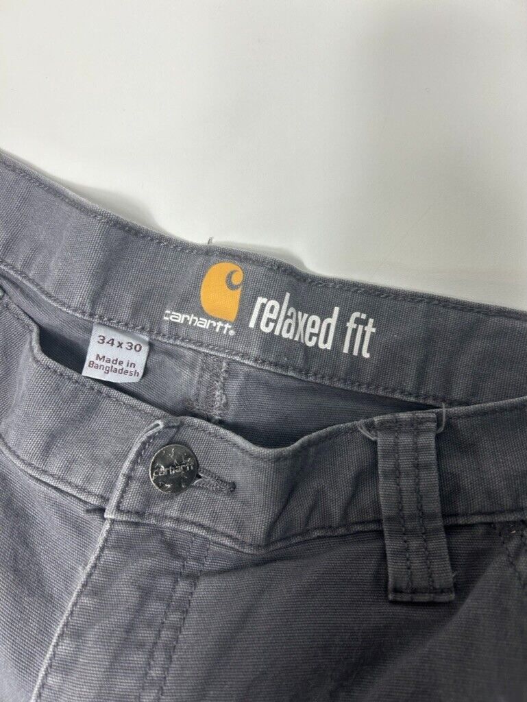 Carhartt Relaxed Fit Canvas Workwear Five Pocket Pants Size 34 Gray