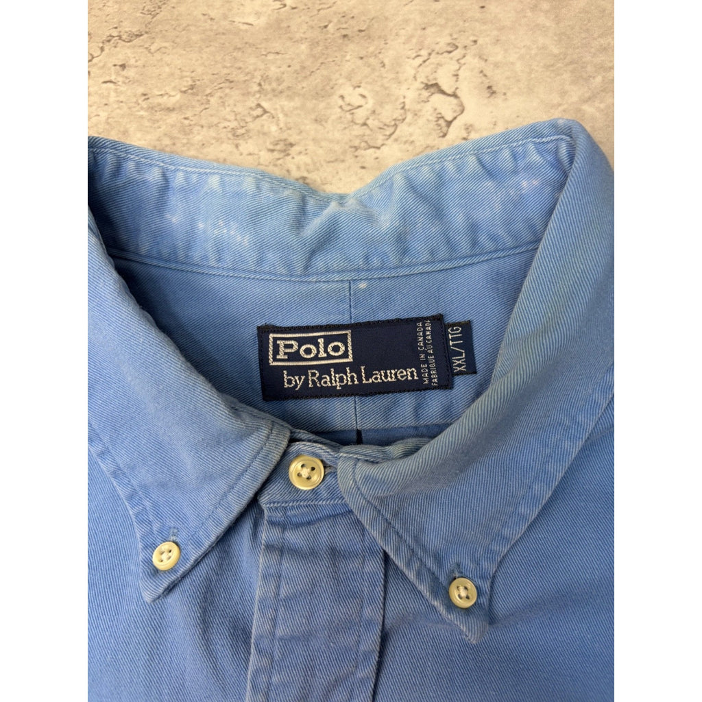 Vintage Polo Ralph Lauren Embroidered Pony Cropped Button Up Shirt Size 2XL