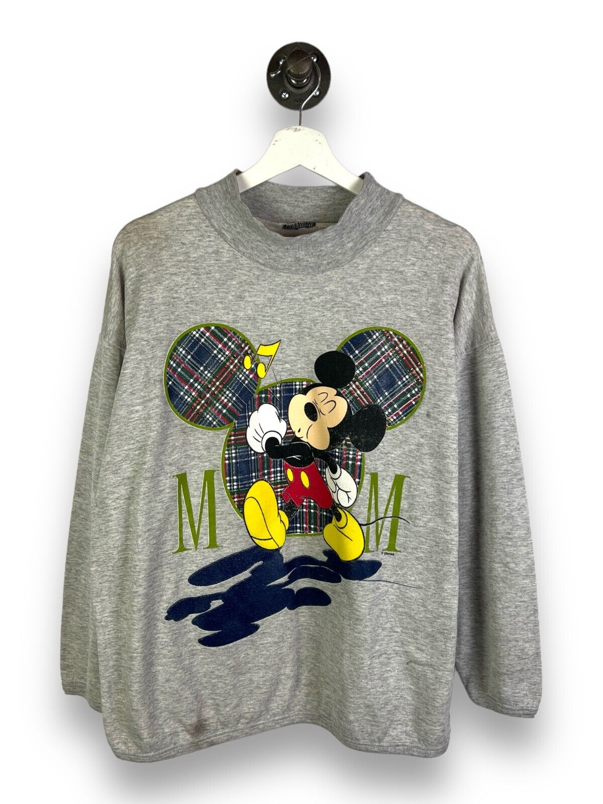 Vintage 90s Mickey Mouse Disney Character Graphic Mockneck Sweatshirt Size Large