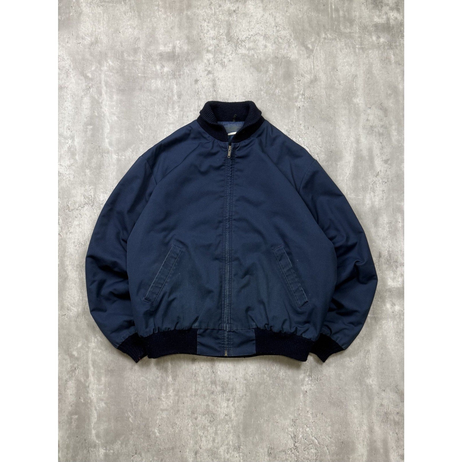 Vintage 1970s Osh Kosh Navy Blue Canvas Workwear Bomber Jacket Size 2XL
