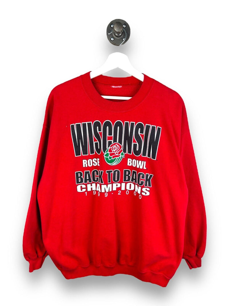 Vintage 2000 Wisconsin Badgers Back To Back Rose Bowl Champs Sweatshirt Size XL