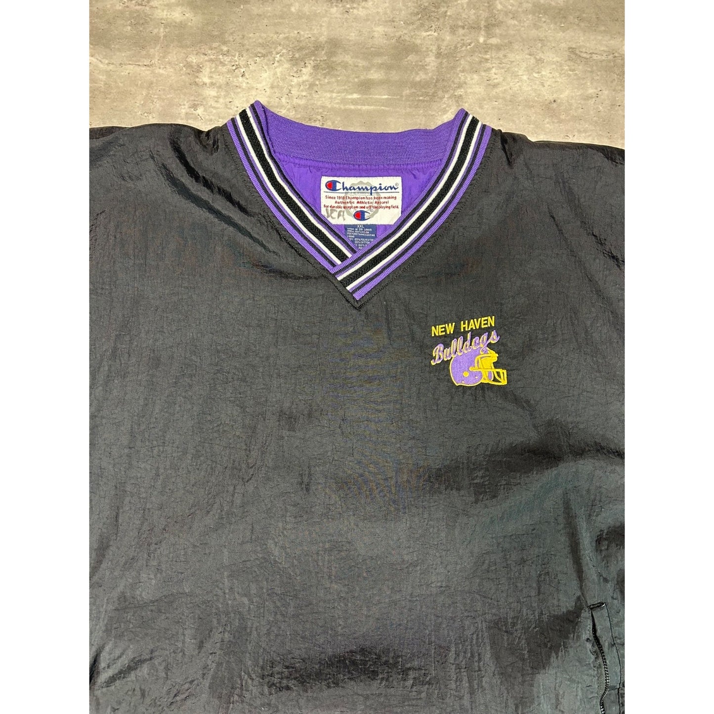 Vintage 90s New Haven Bulldogs Collegiate Embroidered Windbreaker Jacket Sz 2XL