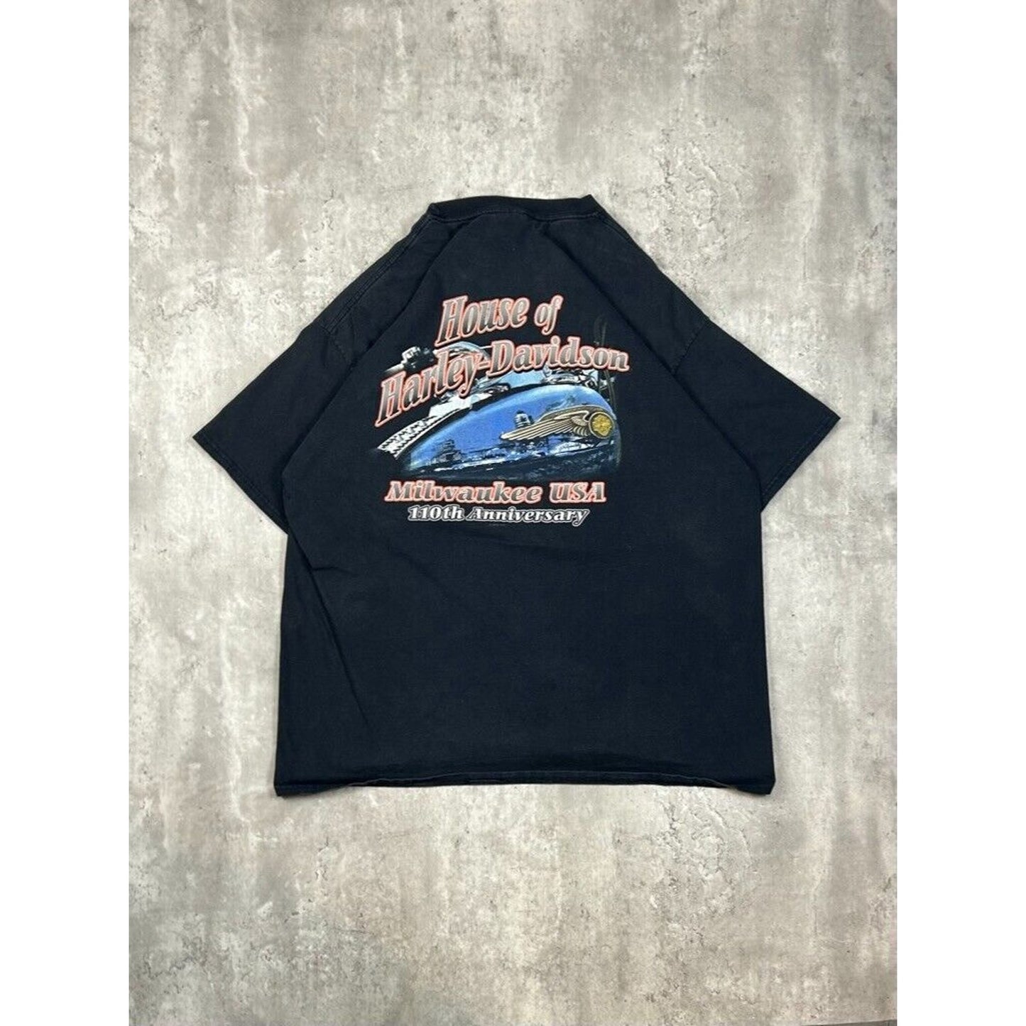 Vintage Harley Davidson Motorcycles Graphic Spell Out T-Shirt Size XXL Black