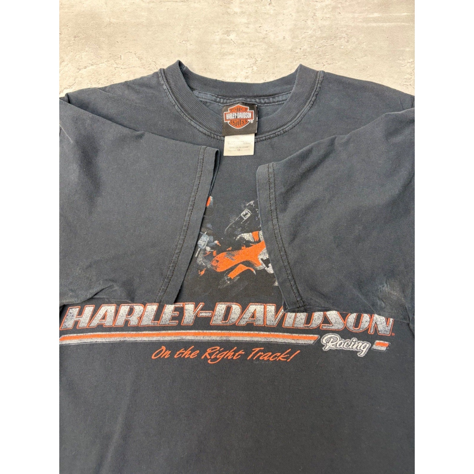 Vintage Harley Davidson Racing On The Right Track Graphic T-Shirt Size Medium
