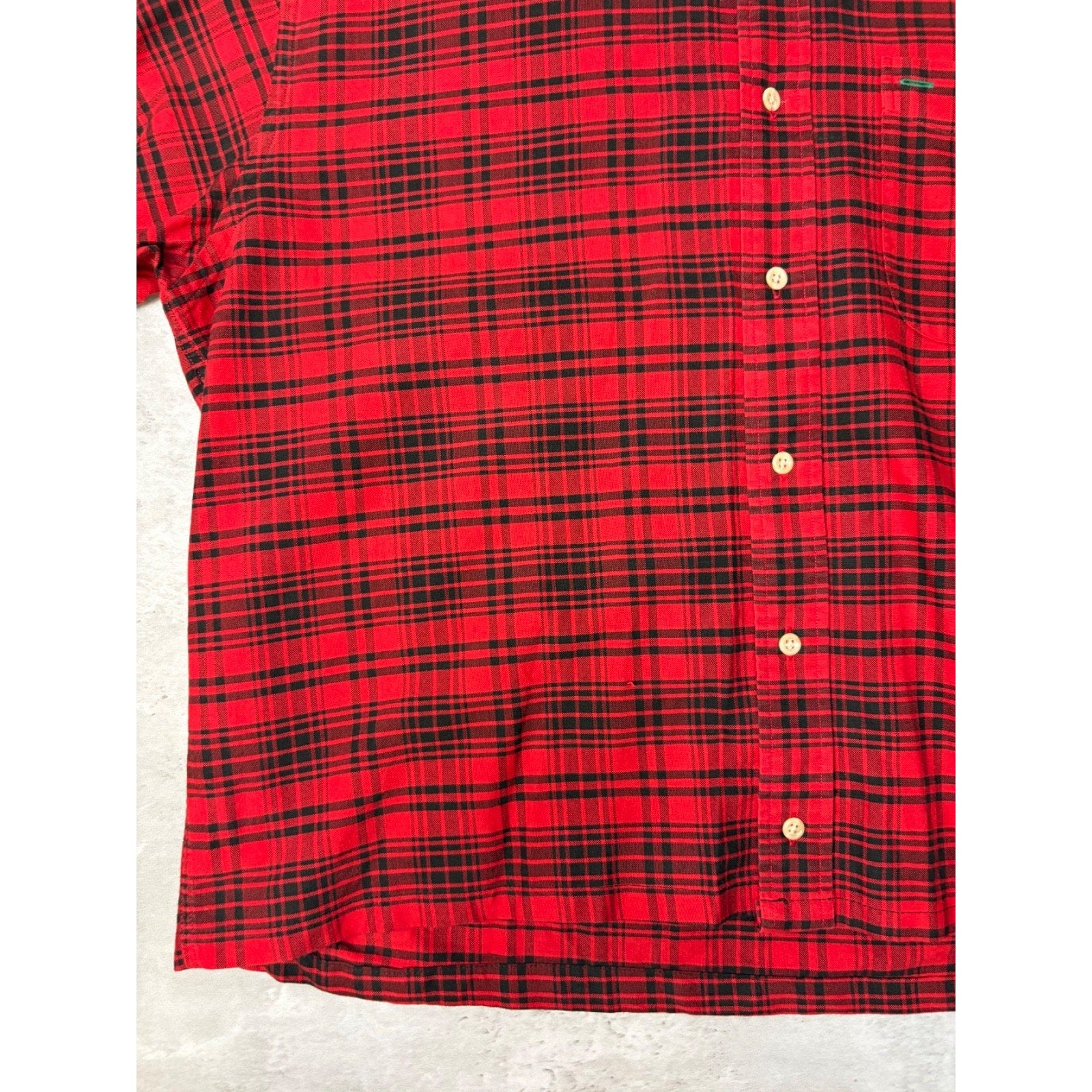 Vintage Tommy Hilfiger Embroidered Crest Plaid Cropped Button Up Shirt Sz Medium