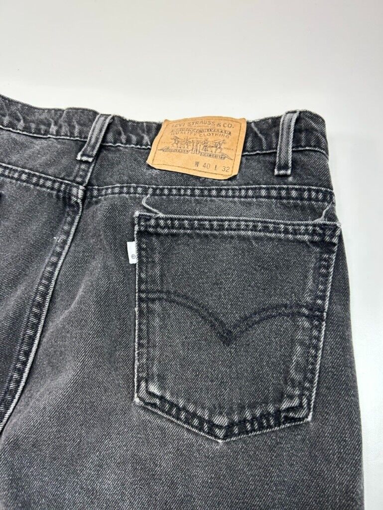 Vintage 1997 Levis White Tab Straight Fit Black Denim Pants Size 39 90s