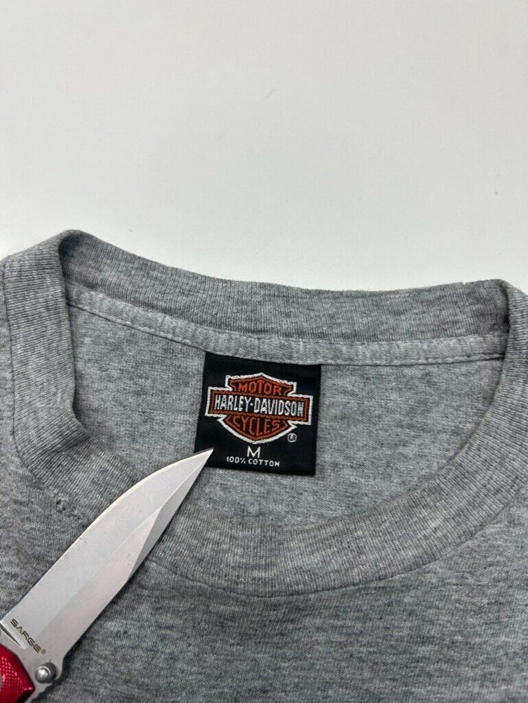 Vintage 1996 Harley Davidson Flame Graphic Long Sleeve T-Shirt Size Medium Gray