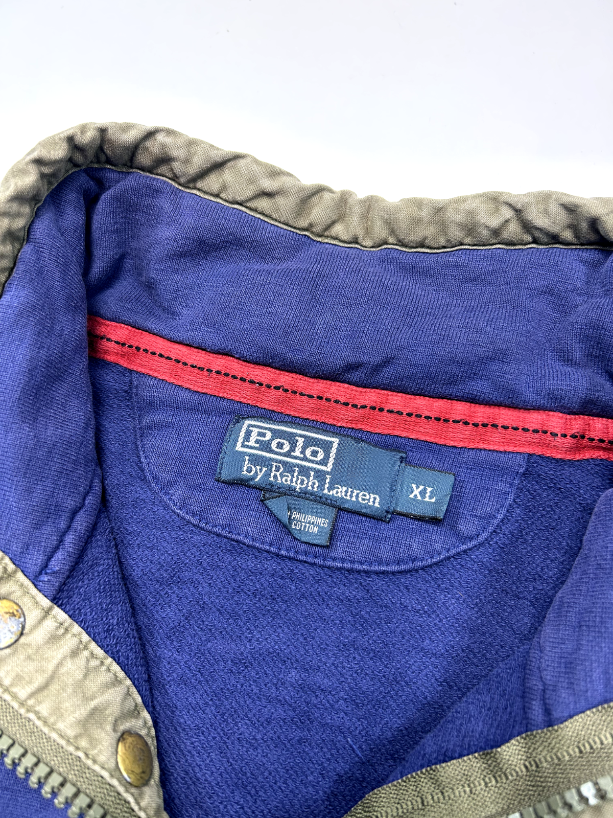 Vintage 90s Polo Ralph Lauren 1/4 Zip Pocket Sweatshirt Size XL Blue