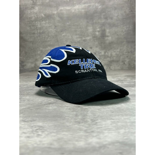 Vintage Kelleher Tire Flame Embroidered Racing Strapback Hat OSFA