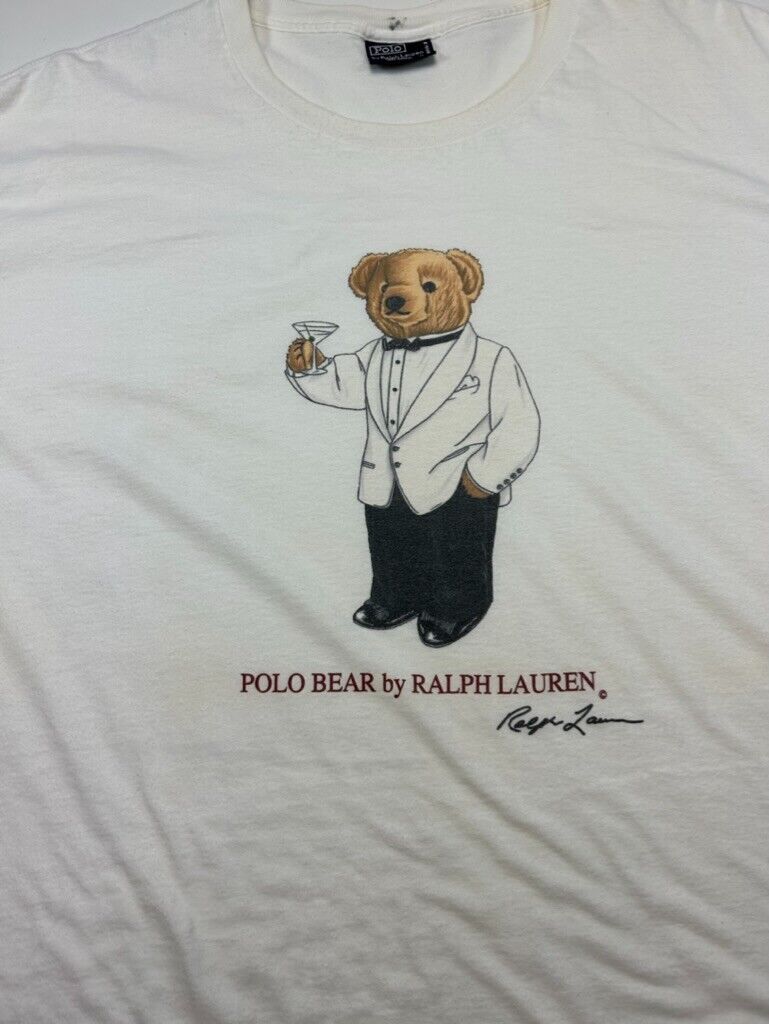 Vintage 90s Polo Bear By Ralph Lauren Graphic T-Shirt Size XL White