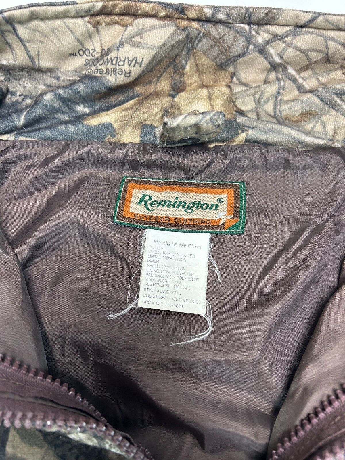 Vintage Remington Real Tree Hard Woods Camo Full Zip Hunting Jacket Size Medium